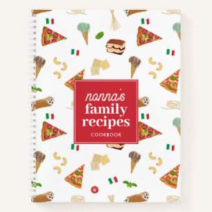 Italienisches Essen Pizza Pasta Familie Nonna Reze Notizblock