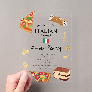 Italienisches Essen Pizza & Pasta Geburtstagsfeier Acryleinladungen