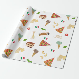 Italienisches Essen Pizza Pasta Tiramisu Muster Geschenkpapier