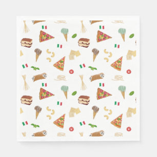 Italienisches Essen Pizza Pasta Tiramisu Muster Serviette