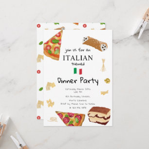 Italienisches Essen Pizza- und Pasta-Abendparty-Th Einladung