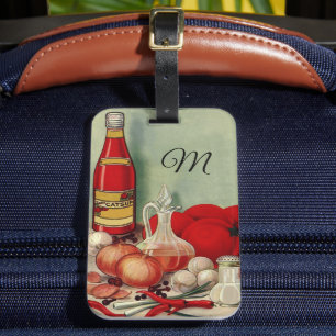 Italienisches Essen Tomaten Zwiebeln Paprika Ketch Gepäckanhänger
