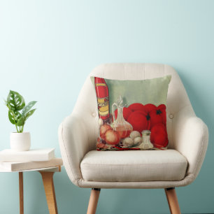 Italienisches Essen Tomaten Zwiebeln Paprika Ketch Kissen