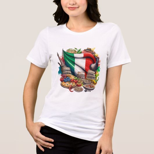 Italienisches Essen und Sehenswürdigkeit Art Desig Tri-Blend Shirt (Vorderseite)