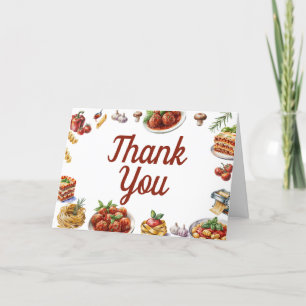 Italienisches Essen   Wasserfarbe 1. Geburtstag Dankeskarte