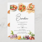 Italienisches Essen | Wasserfarben-Babydusche Einladung (Vorne/Hinten)