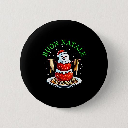 Italienisches Essen Weihnachtsmetball Snowman Ugly Button (Vorderseite)