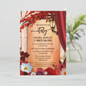 Italienisches Fall Elopement Hochzeitsempfang Foto Einladung (Stehend Vorderseite)