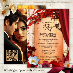 Italienisches Fall Elopement Hochzeitsempfang Foto Einladung