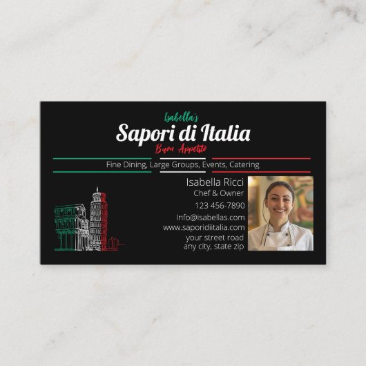 Italienisches Feinschmeckerrestaurant Koch Visitenkarte (Vorderseite)