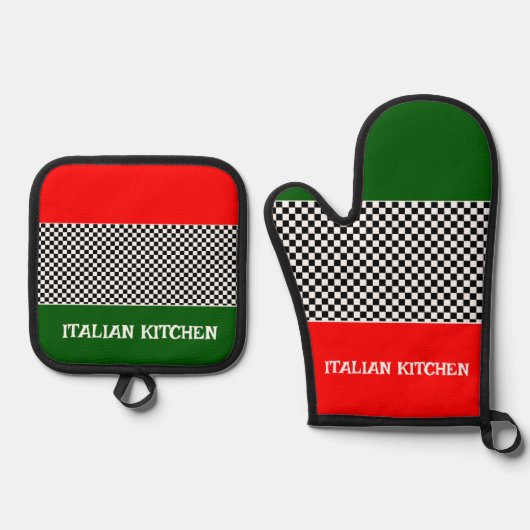 Italienisches Flag Ofenhandschuh & Topflappen-Set (Vorderseite)