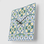 Italienisches Fliesenmuster - sizilianische Kerami Quadratische Wanduhr (Winkel)