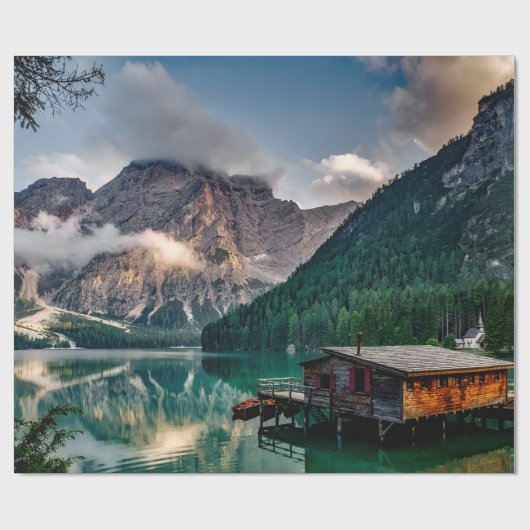 Italienisches Foto Bergsee Landschaft Geschenkpapier (Flach)