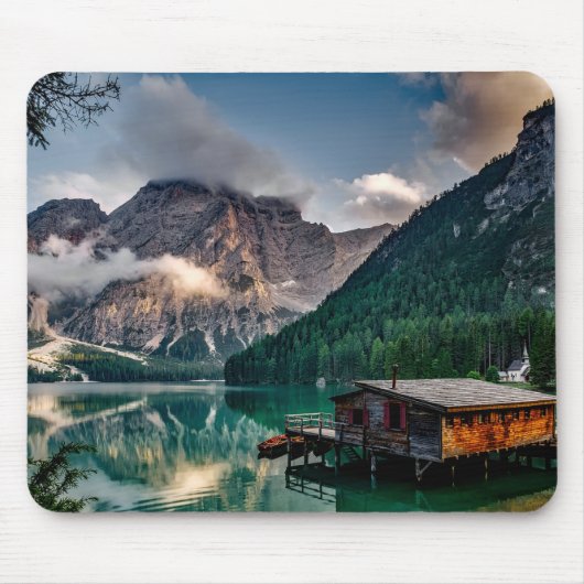 Italienisches Foto Bergsee Landschaft Mousepad (Vorne)