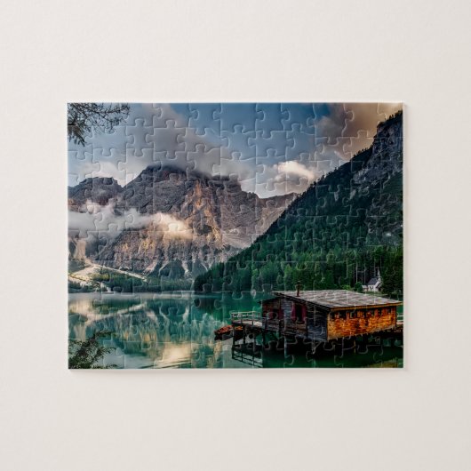 Italienisches Foto Bergsee Landschaft Puzzle (Horizontal)