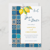 Italienisches Foto "Blauer Til Lemon Citrus" Save The Date (Vorderseite)