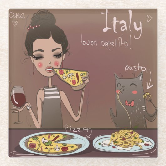 Italienisches Frühstück Glasuntersetzer (Vorderseite)