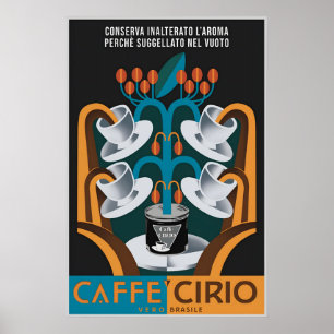 Italienisches Futuristisches Kaffeplakat Fortunato Poster