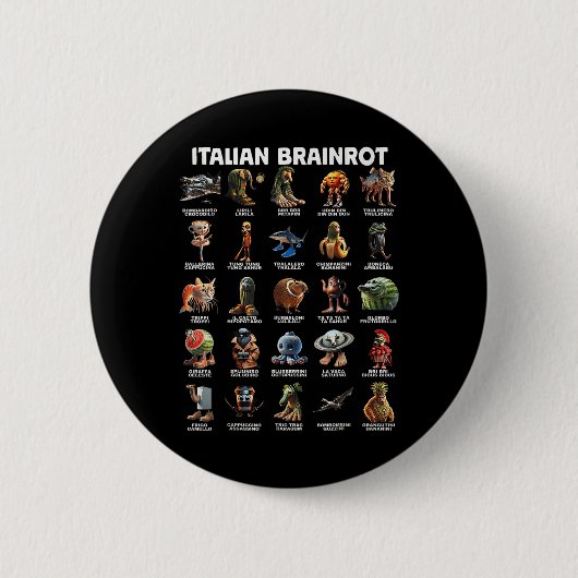 Italienisches Gehirn Rot Italienisches Brainrot Fu Button (Vorderseite)