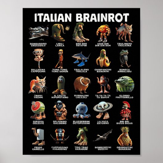 Italienisches Gehirn Rot Italienisches Brainrot Fu Poster (Vorne)