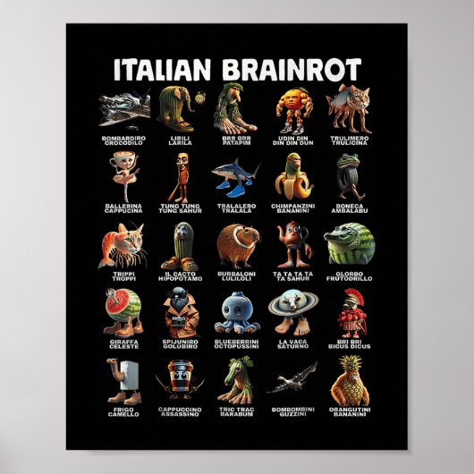 Italienisches Gehirn Rot Italienisches Brainrot Fu Poster (Vorne)