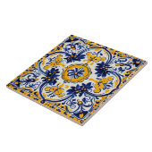 Italienisches Gelb und Blume der Marine Fliese (Seite)