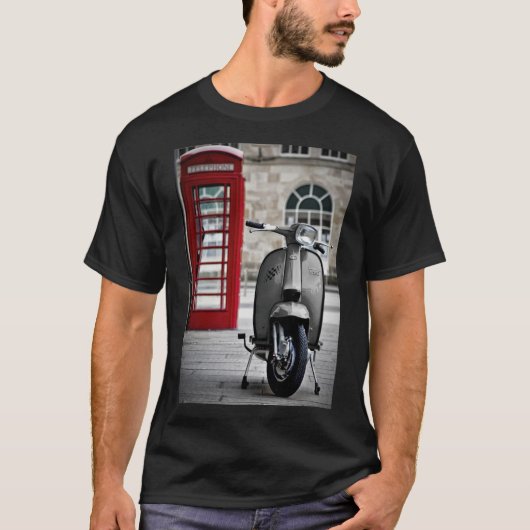 Italienisches Grau Lambretta GP Scooter Poster T-Shirt (Vorderseite)