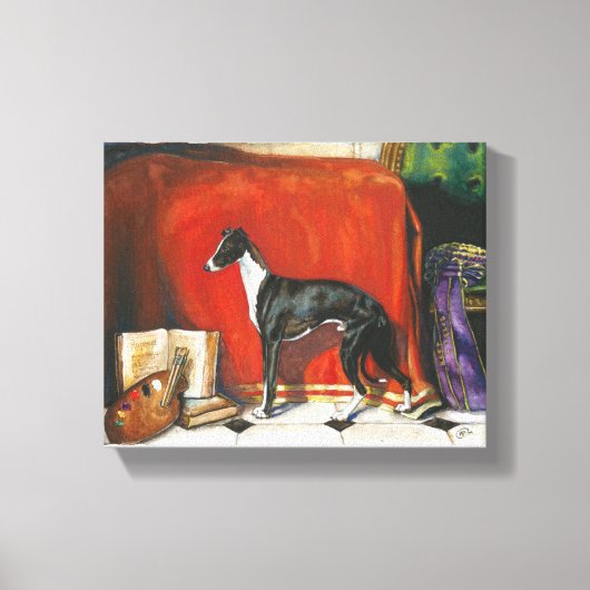 Italienisches Greyhound-Aquarellbild Leinwanddruck (Vorderseite)