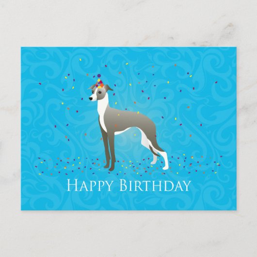 Italienisches Greyhound Birthday Design Postkarte (Vorderseite)