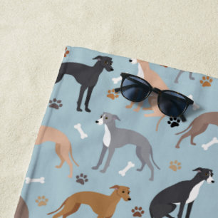 Italienisches Greyhound Dog Bones and Paws Beach H Strandtuch