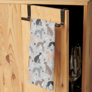 Italienisches Greyhound Dog Bones and Paws Küchen Geschirrtuch