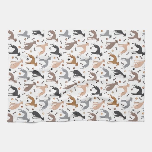 Italienisches Greyhound Dog Bones and Paws Küchent Geschirrtuch (Horizontal)