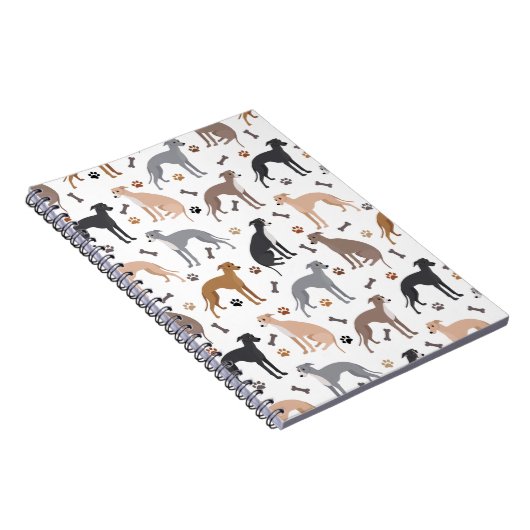 Italienisches Greyhound Dog Bones and Paws Noteboo Notizblock (Rechte Seite)