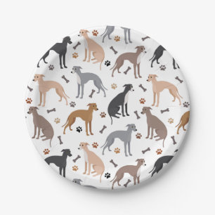 Italienisches Greyhound Dog Bones and Paws Paper P Pappteller