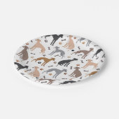 Italienisches Greyhound Dog Bones and Paws Paper P Pappteller (Schrägansicht)
