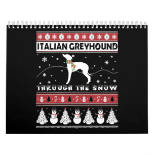 Italienisches Greyhound durch Schnee Niedliche Wei Kalender