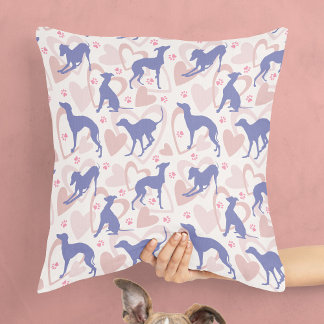 Italienisches Greyhound Hearts Paws Periwinkle Pat Kissen