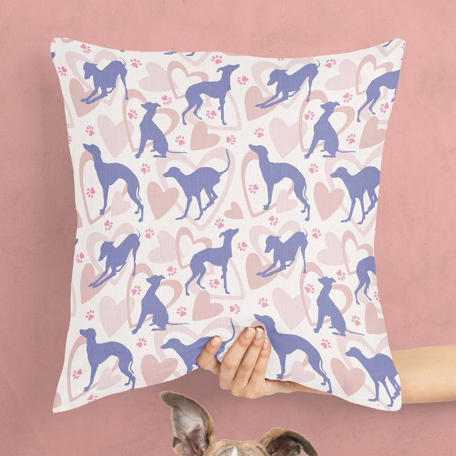 Italienisches Greyhound Hearts Paws Periwinkle Pat Kissen (Von Creator hochgeladen)