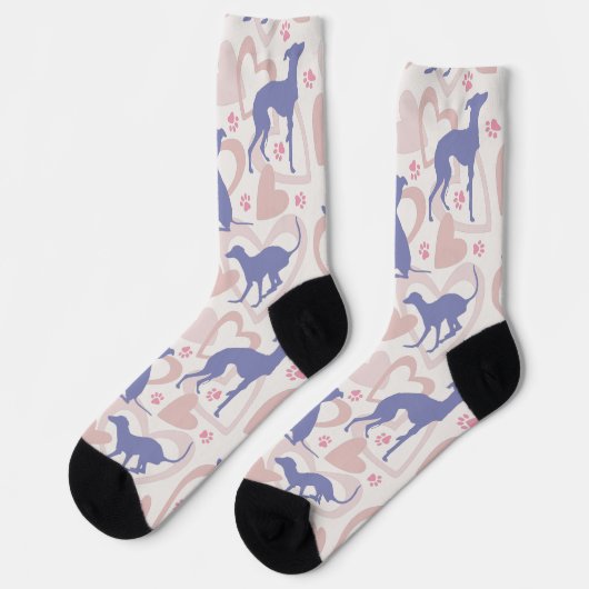Italienisches Greyhound Hearts Paws Periwinkle Pat Socken (Linkes Detail)