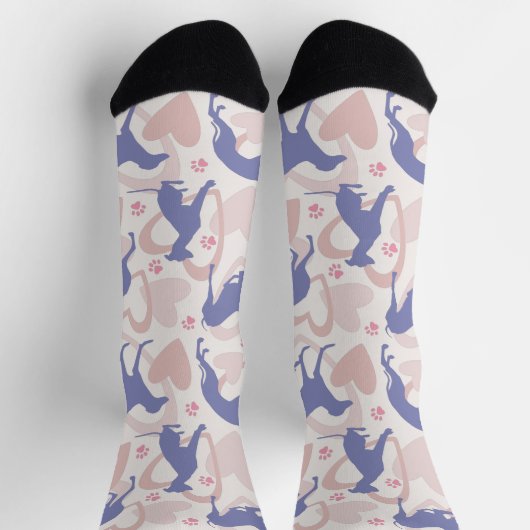 Italienisches Greyhound Hearts Paws Periwinkle Pat Socken (Oben)