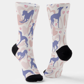 Italienisches Greyhound Hearts Paws Periwinkle Pat Socken