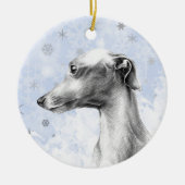 Italienisches Greyhound-Hunde-Portrait Personalisi Keramik Ornament (Vorne)