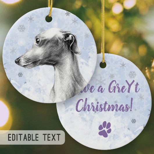 Italienisches Greyhound-Hunde-Portrait Personalisi Keramik Ornament