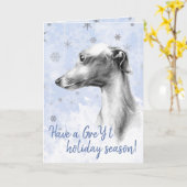 Italienisches Greyhound Hundportrait Snowflakes in Karte (Gelbe Blume)