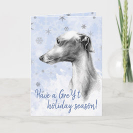 Italienisches Greyhound Hundportrait Snowflakes in Karte