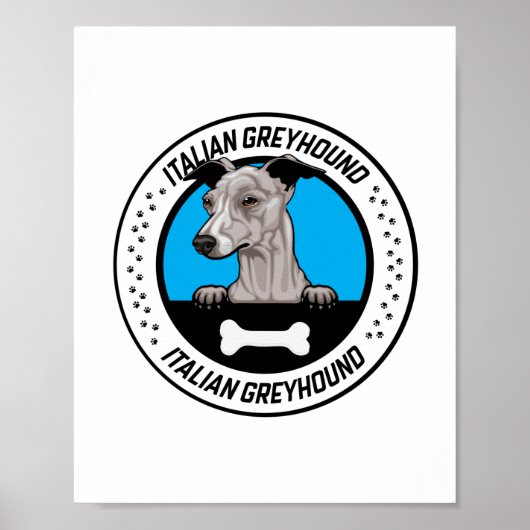 Italienisches Greyhound Peeking Illustration Abzei Poster (Vorne)