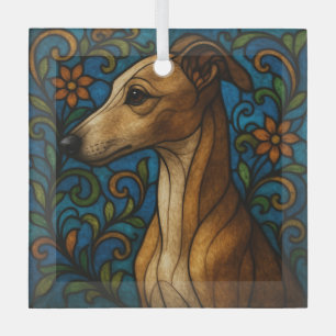 Italienisches Greyhound "Stains Glass" Ornament Aus Glas