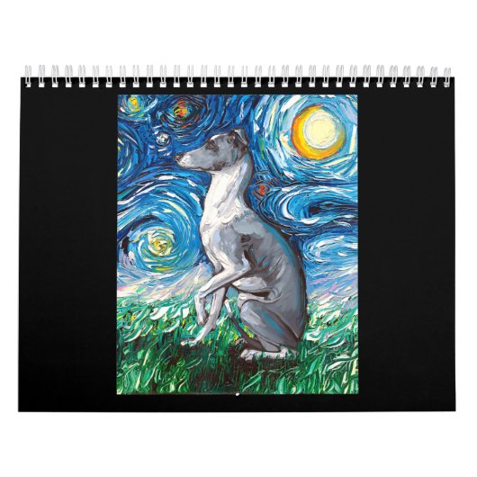 Italienisches Greyhound Starry Night Whippet Hund  Kalender (Titelbild)