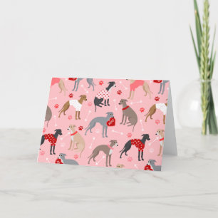 Italienisches Greyhound Valentine Muster Feiertagskarte