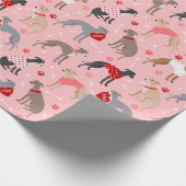 Italienisches Greyhound Valentine Muster Geschenkpapier (Ecke)